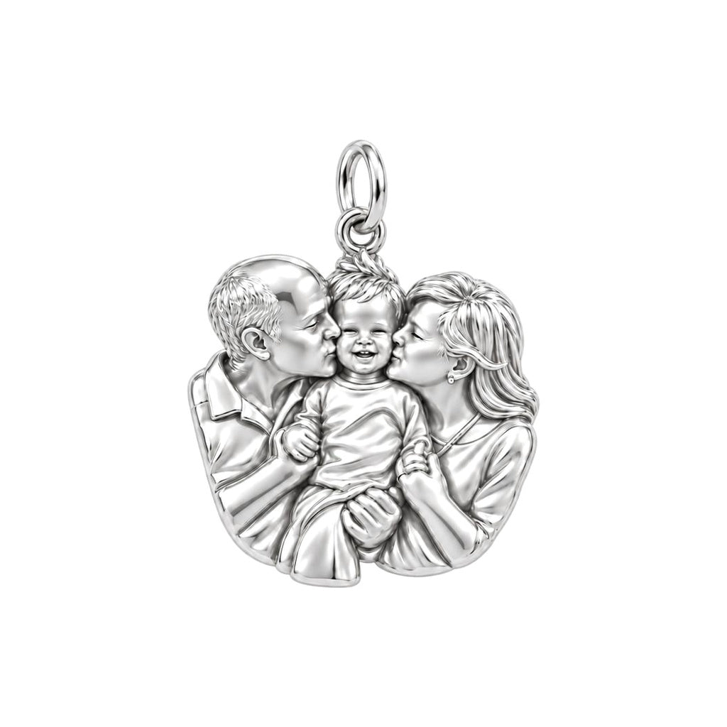 Grandparents Love Portrait Charm Bracelet – Personalized Nana Gift – silver charm, front view