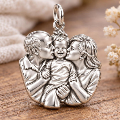 Grandparents Love Portrait Charm Bracelet – Personalized Nana Gift – macro detail of the charm