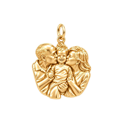 Grandparents Love Portrait Charm Bracelet – Personalized Nana Gift – 18K gold charm, front view