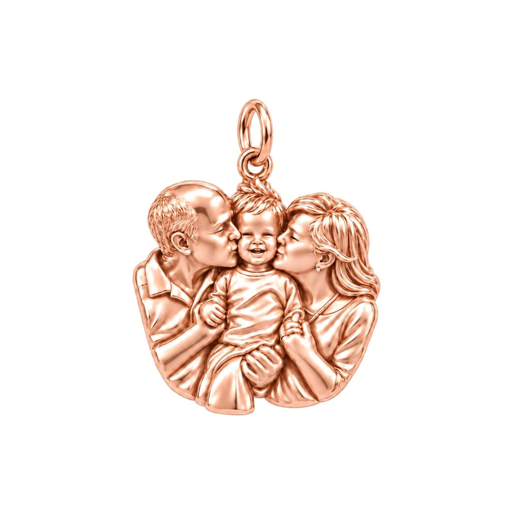 Grandparents Love Portrait Charm Bracelet – Personalized Nana Gift – rose gold charm, front view