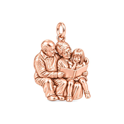 Grandparents Reading Together Charm Bracelet – Personalized Nana Gift – rose gold charm, front view