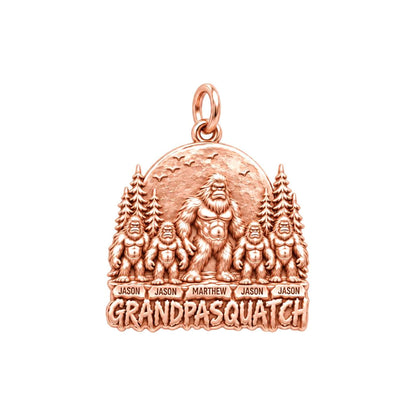 Grandpasquatch Legend Charm Bracelet – Personalized Grandpa Gift – rose gold 3 cm charm, front view
