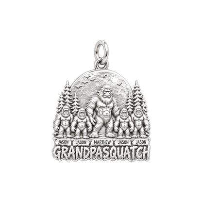 Grandpasquatch Legend Charm Bracelet – Personalized Grandpa Gift – silver plated 3 cm charm, front view