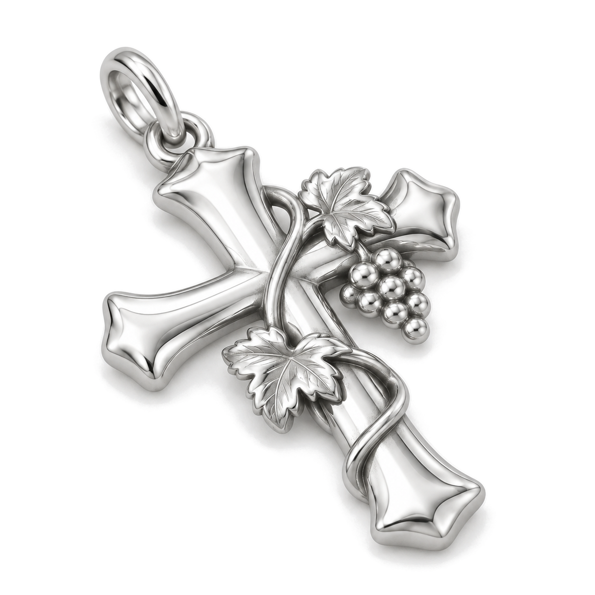 Grapevine Cross Charm — Silver Super Macro | charm-topics-remaining-444-2026-09-14 | topic-210
