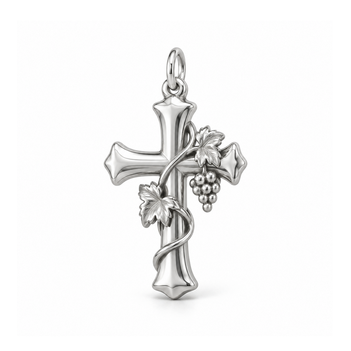 Grapevine Cross Charm — Silver | charm-topics-remaining-444-2026-09-14 | topic-210