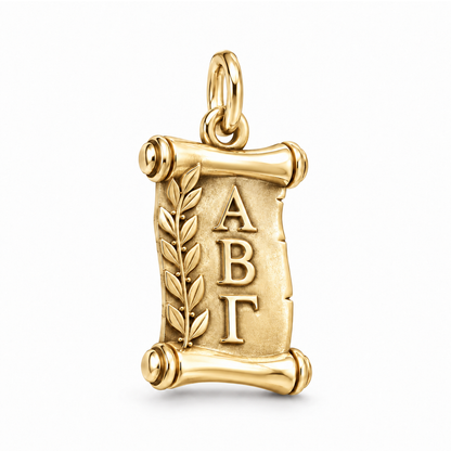 Greek Letters Scroll Charm — Gold | charm-topics-remaining-444-2026-09-14 | topic-413
