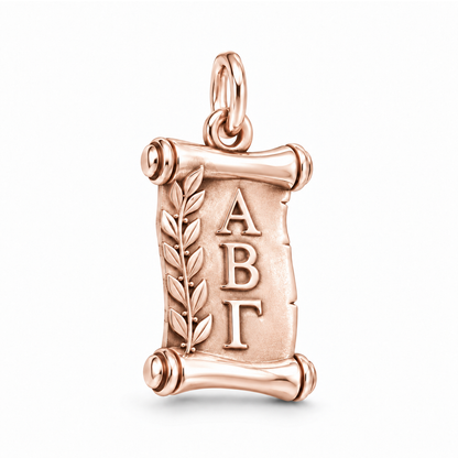 Greek Letters Scroll Charm — Rose Gold | charm-topics-remaining-444-2026-09-14 | topic-413