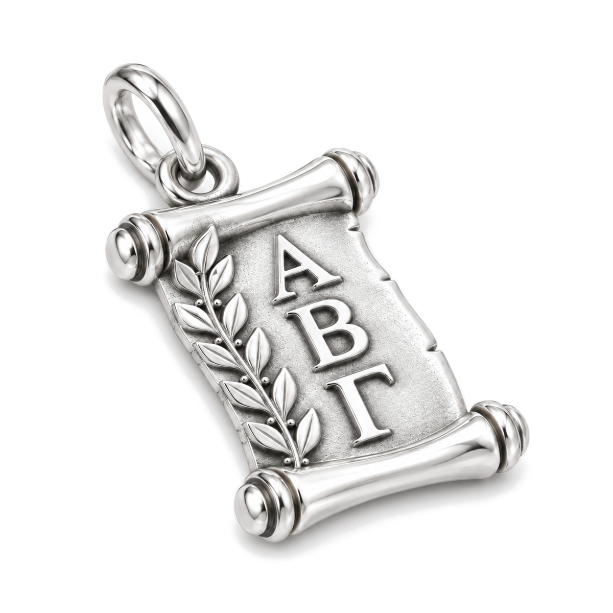Greek Letters Scroll Charm — Silver Super Macro | charm-topics-remaining-444-2026-09-14 | topic-413
