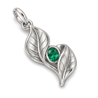 Green Leaf Charm — Silver Super Macro | charm-topics-remaining-444-2026-09-14 | topic-088
