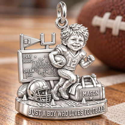 Gridiron Dreams Charm Bracelet – Personalized Mom Gift – macro detail of the charm