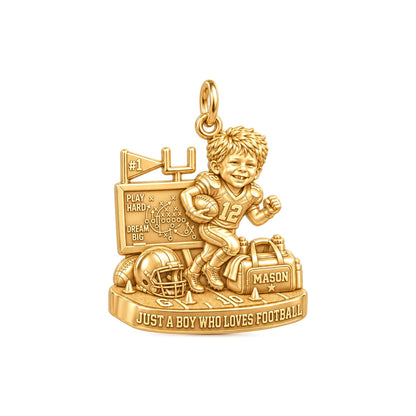 Gridiron Dreams Charm Bracelet – Personalized Mom Gift – 18K gold plated 2 cm charm, front view