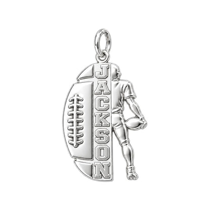 Gridiron Glory Charm Bracelet – Personalized Athlete Gift – silver charm, front view
