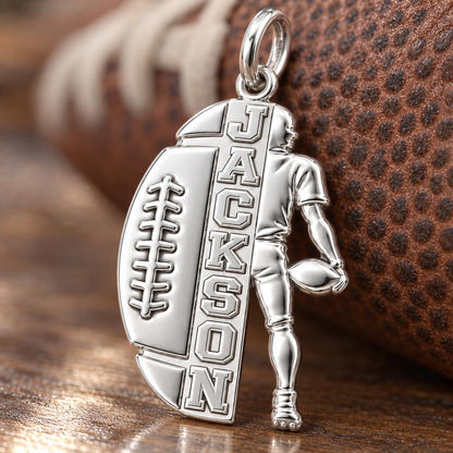 Gridiron Glory Charm Bracelet – Personalized Athlete Gift – macro detail of the charm