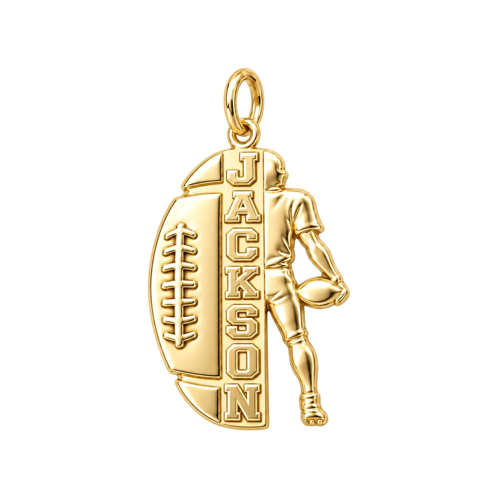 Gridiron Glory Charm Bracelet – Personalized Athlete Gift – 18K gold charm, front view
