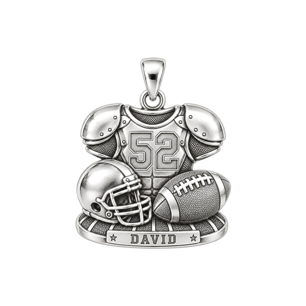 Gridiron Glory Gear Charm Bracelet – Personalized Mom Gift – silver charm, front view