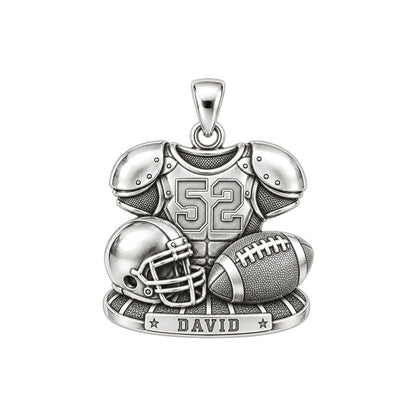 Gridiron Glory Gear Charm Bracelet – Personalized Mom Gift – silver charm, front view