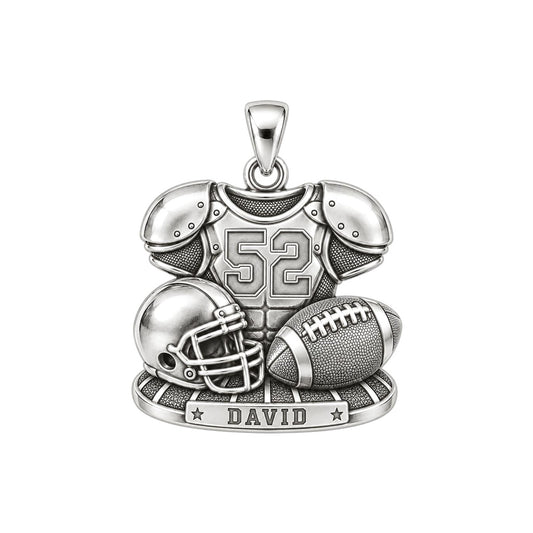 Gridiron Glory Gear Charm Bracelet – Personalized Mom Gift – silver charm, front view