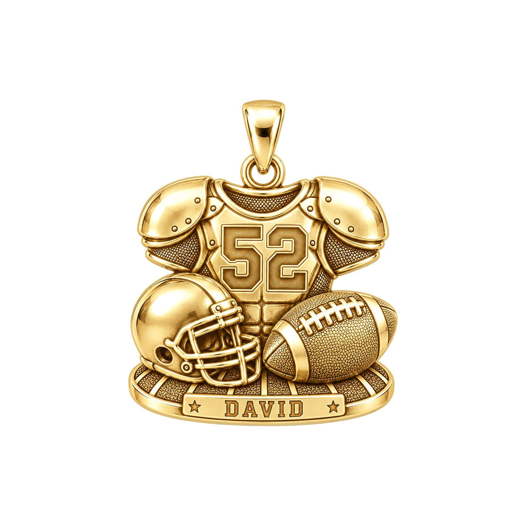Gridiron Glory Gear Charm Bracelet – Personalized Mom Gift – 18K gold charm, front view