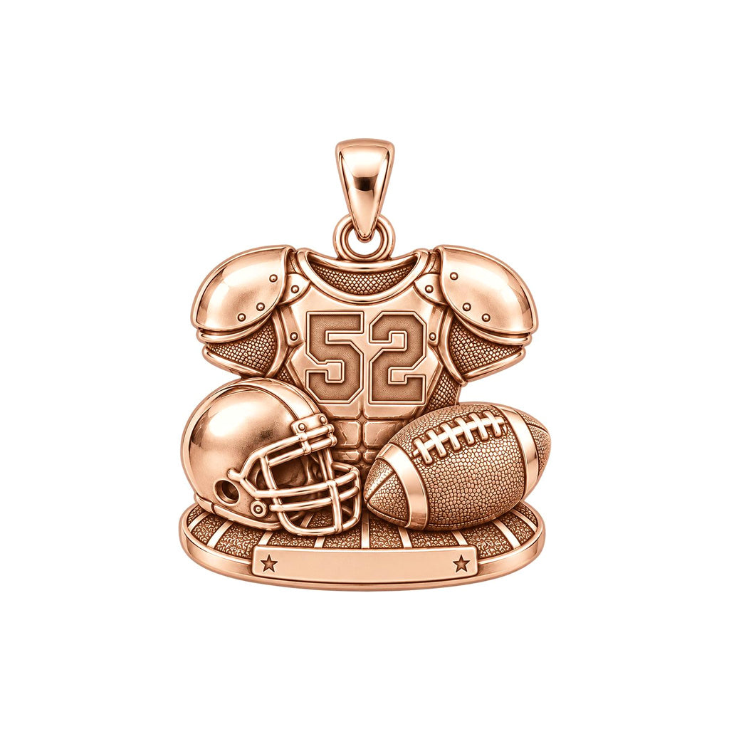 Gridiron Glory Gear Charm Bracelet – Personalized Mom Gift – rose gold charm, front view