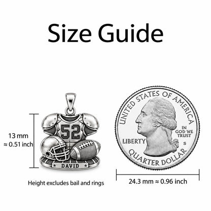 Gridiron Glory Gear Charm Bracelet – Personalized Mom Gift – size guide, 13 mm charm next to a quarter