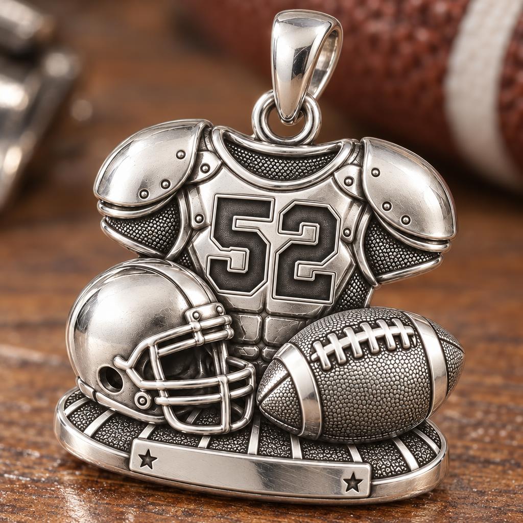 Gridiron Glory Gear Charm Bracelet – Personalized Mom Gift – macro detail of the charm