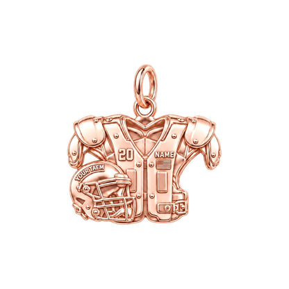 Gridiron Glory Jersey Charm Bracelet – Personalized Mom Gift – rose gold 3 cm charm, front view