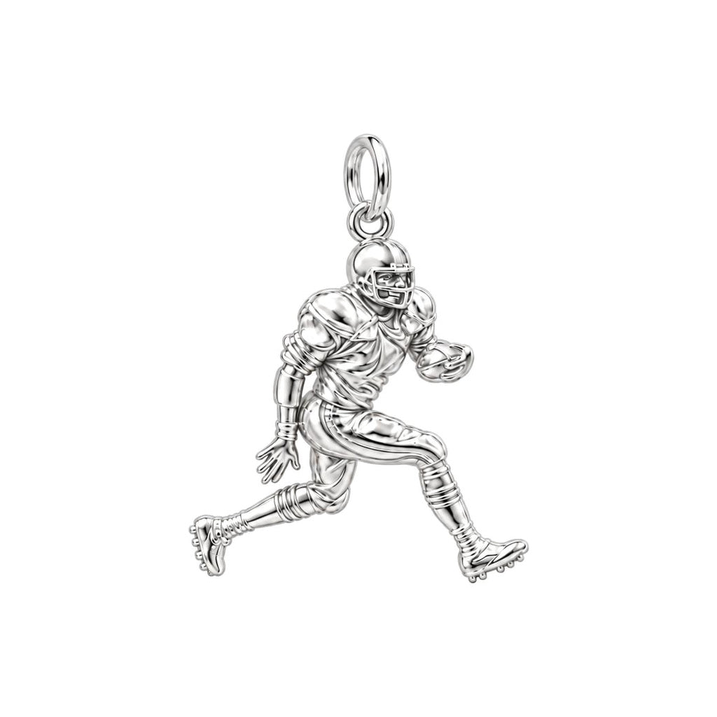 Gridiron Glory Player Charm Bracelet – Personalized Athlete Gift – silver charm, front view