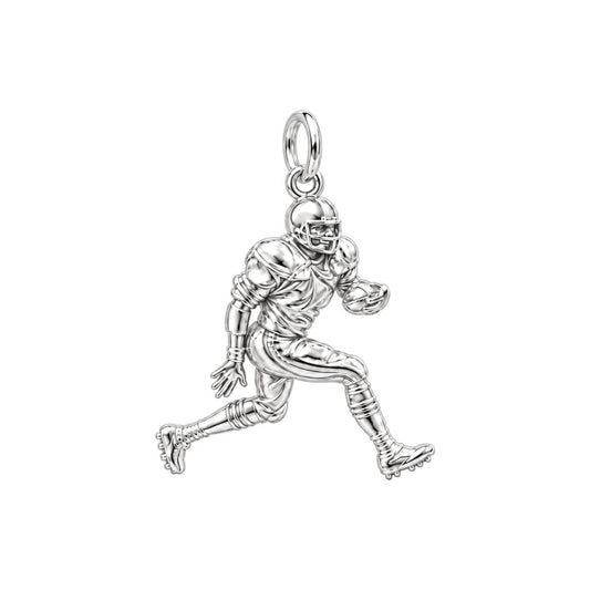 Gridiron Glory Player Charm Bracelet – Personalized Athlete Gift – silver charm, front view