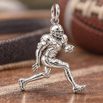 Gridiron Glory Player Charm Bracelet – Personalized Athlete Gift – macro detail of the charm