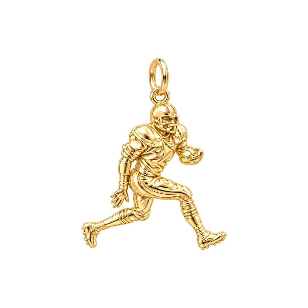 Gridiron Glory Player Charm Bracelet – Personalized Athlete Gift – 18K gold charm, front view
