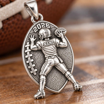 Gridiron Hero Charm Bracelet – Personalized Football Mom Gift – macro detail of the charm