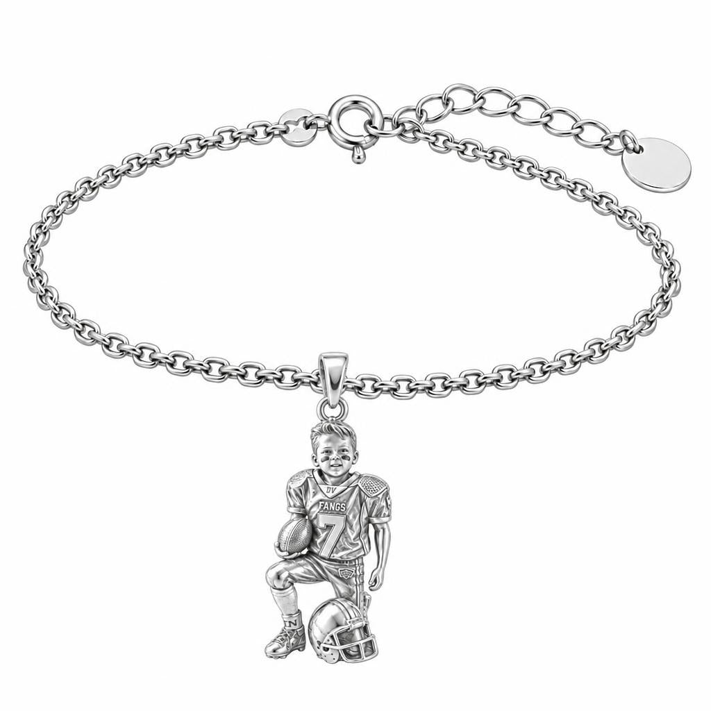 Gridiron Hero Charm Bracelet Set – silver, front view