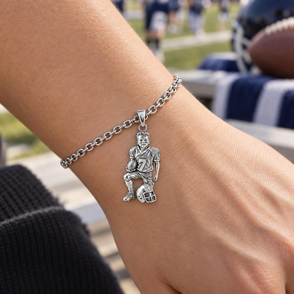 Gridiron Hero Charm Bracelet Set – worn / in use