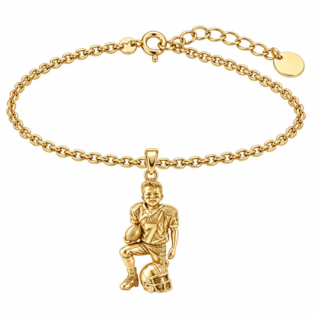 Gridiron Hero Charm Bracelet Set – 18K gold, front view