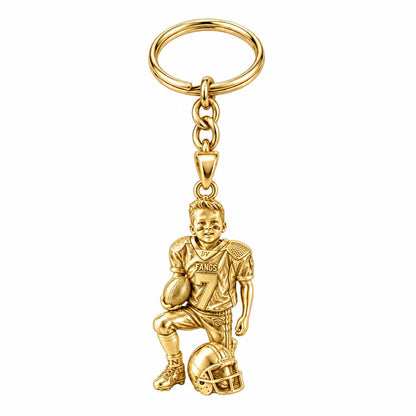 Gridiron Hero Charm Keychain – 18K gold, front view