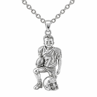 Gridiron Hero Charm Necklace Set – silver, front view