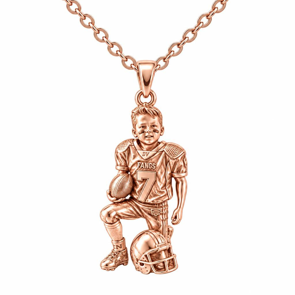 Gridiron Hero Charm Necklace Set – rose gold, front view