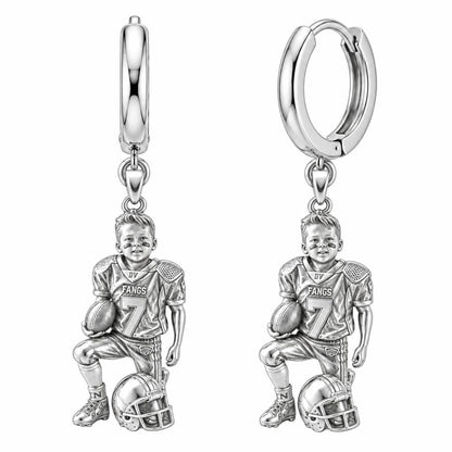 Gridiron Hero Huggie Charm Earrings – silver, front view