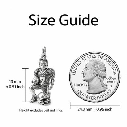 Gridiron Hero Huggie Charm Earrings – size guide, 13 mm charm next to a quarter