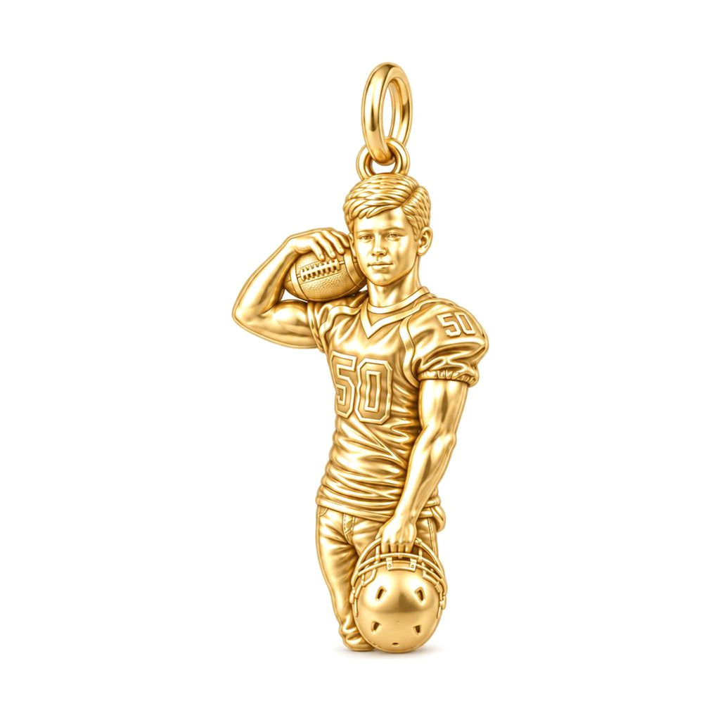 Gridiron Hero Photo Charm Bracelet – Personalized Mom Gift – 18K gold charm, front view