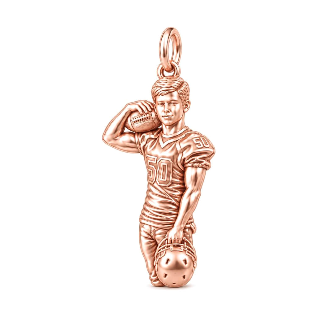 Gridiron Hero Photo Charm Bracelet – Personalized Mom Gift – rose gold charm, front view