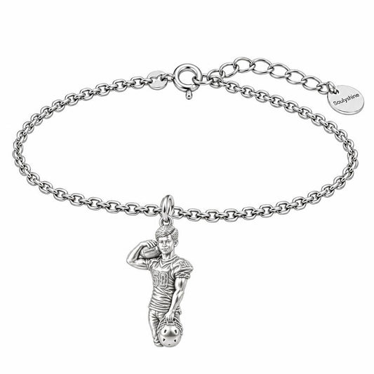 Gridiron Hero Photo Sculpt Charm Bracelet Set – silver, front view