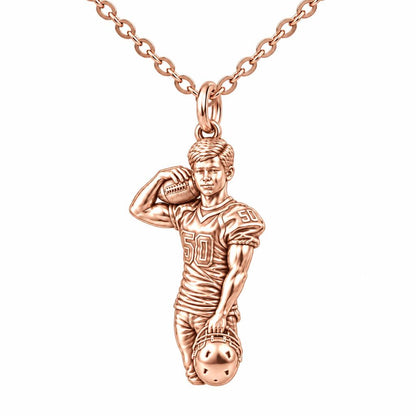 Gridiron Hero Photo Sculpt Charm Necklace Set – rose gold, front view