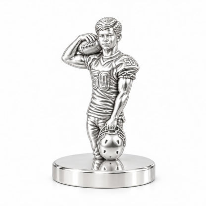 Gridiron Hero Photo Sculpt Keepsake Plaque – silver, front view