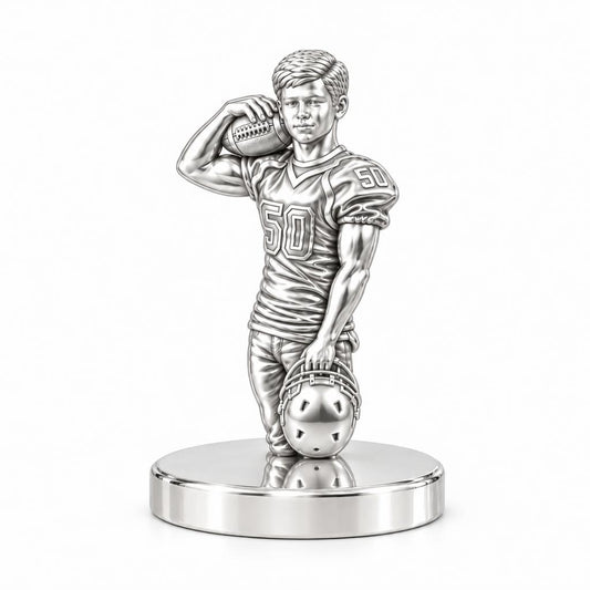 Gridiron Hero Photo Sculpt Keepsake Plaque – silver, front view