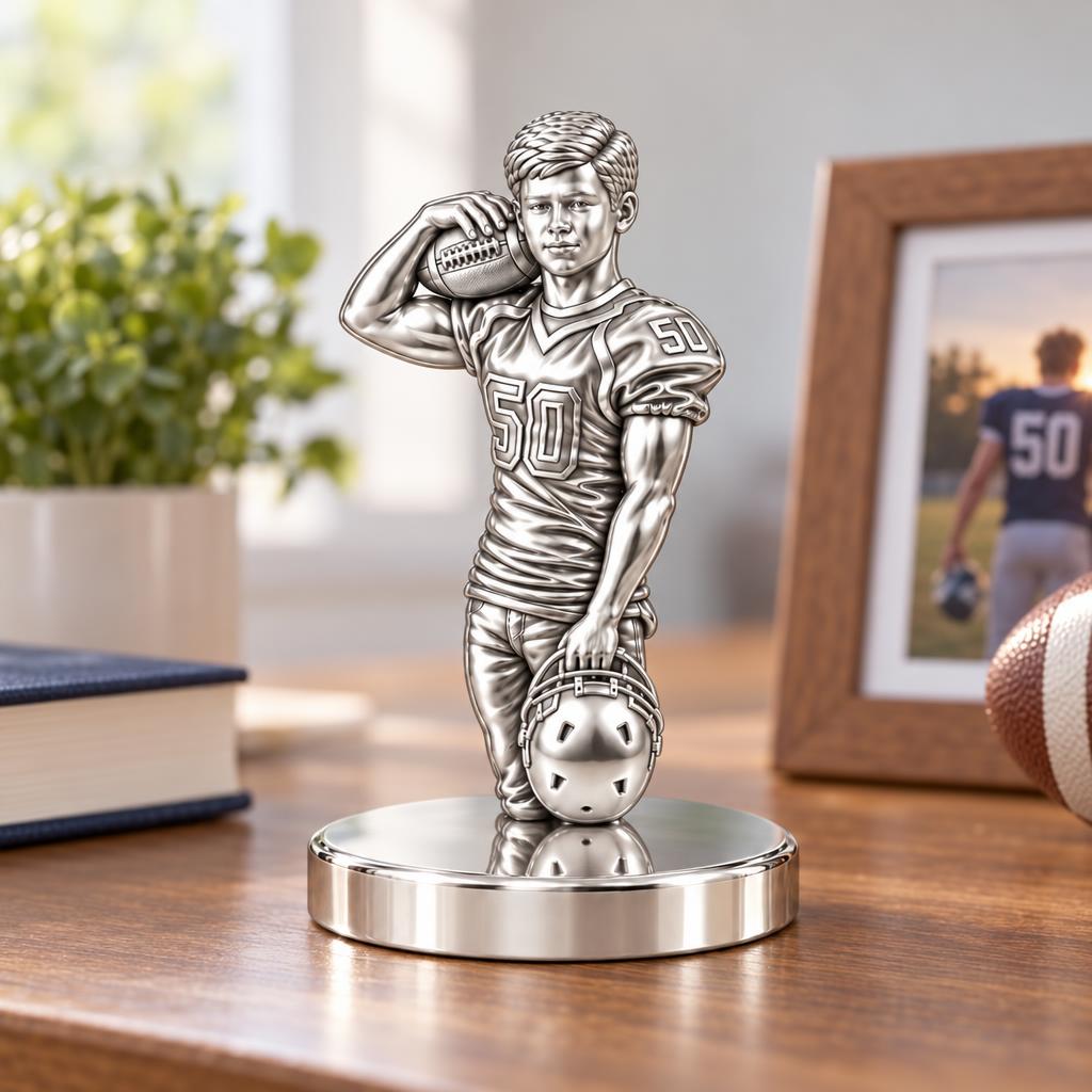 Gridiron Hero Photo Sculpt Keepsake Plaque – worn / in use