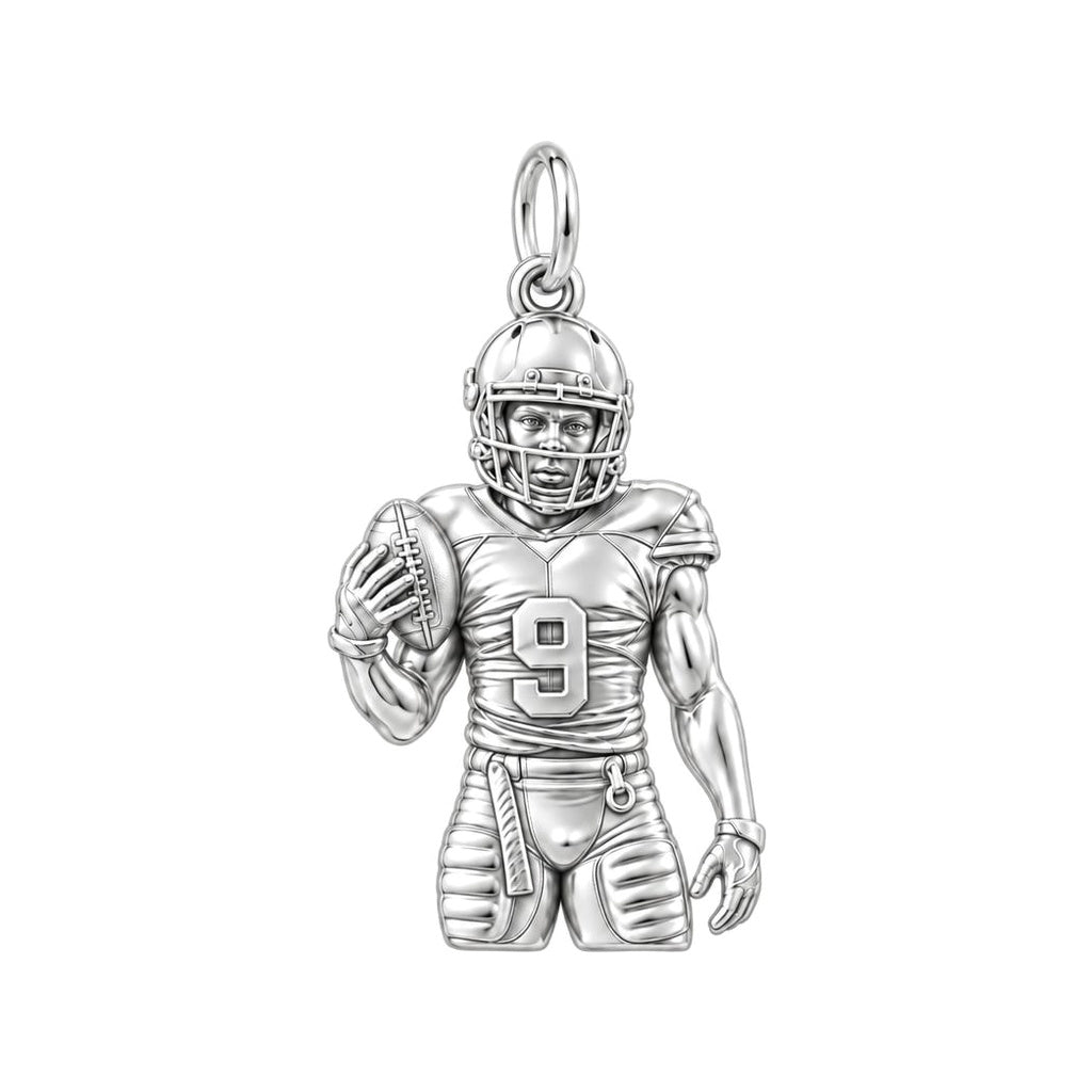 Gridiron Hero Portrait Charm Bracelet – Personalized Mom Gift – silver charm, front view