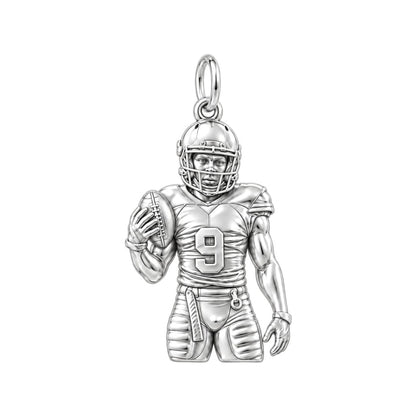 Gridiron Hero Portrait Charm Bracelet – Personalized Mom Gift – silver charm, front view