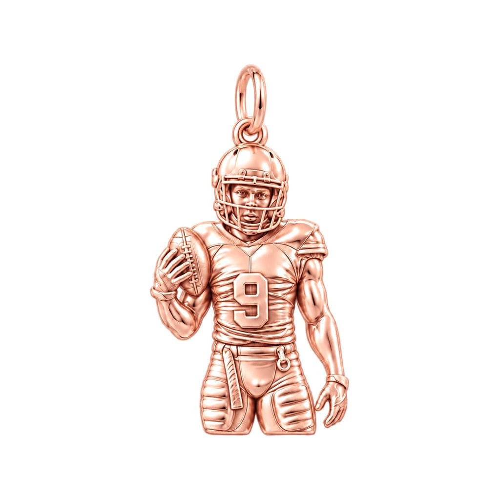 Gridiron Hero Portrait Charm Bracelet – Personalized Mom Gift – rose gold charm, front view
