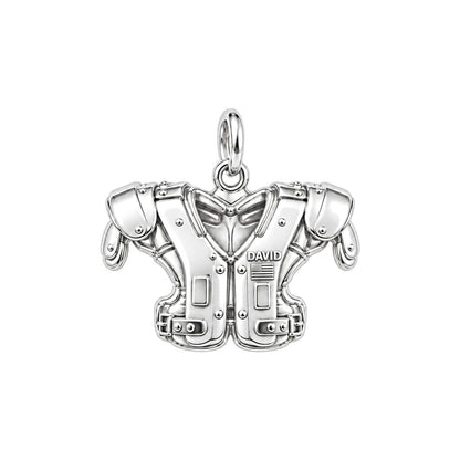Gridiron Strength Charm Bracelet – Personalized Football Gift – silver charm, front view